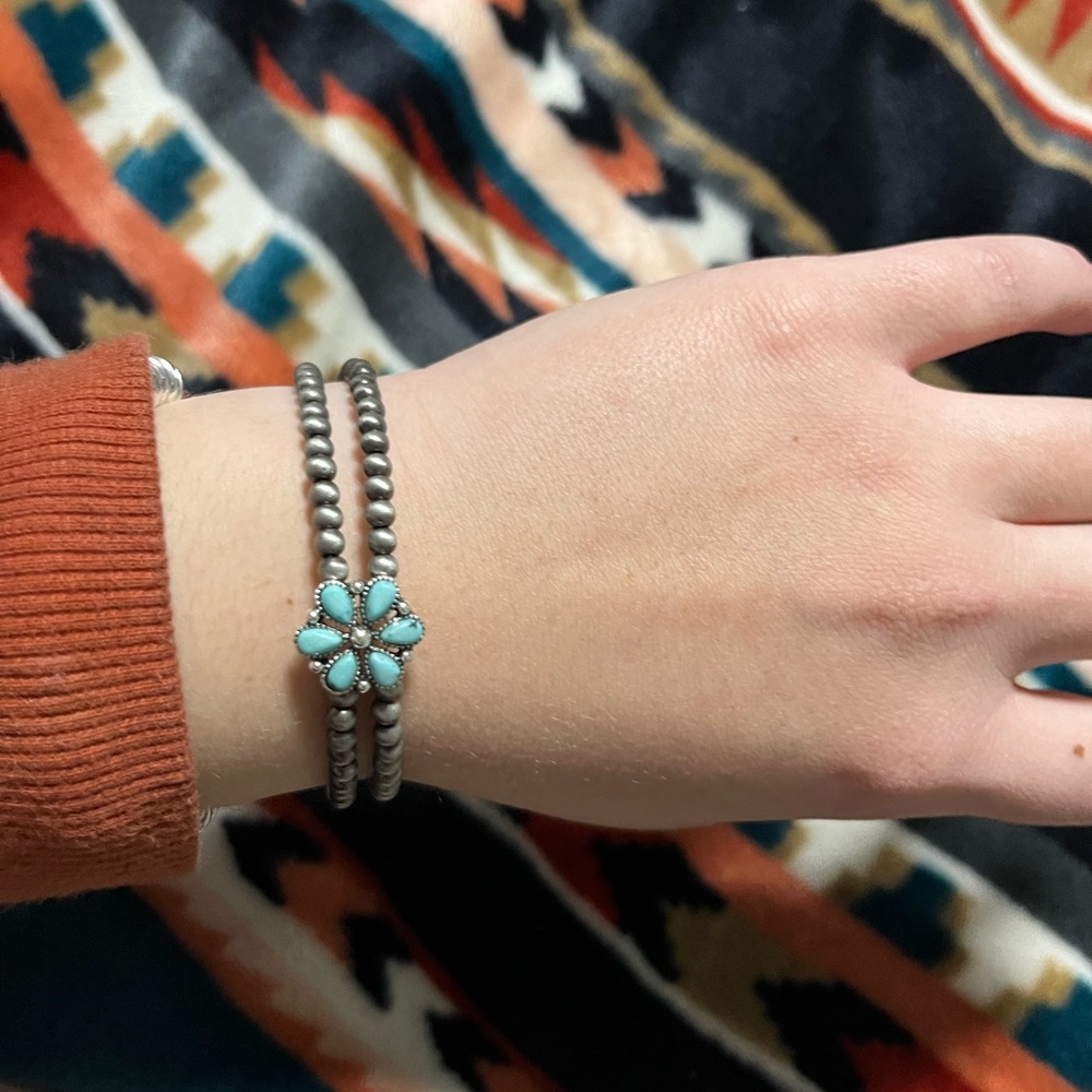 Faux Navajo pearl and turquoise cuff